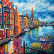 Schilderij Amsterdam grachten- Artello