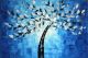 Schilderij boom blauw en wit - Artello