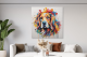 Schilderij hond kleurrijk Artello