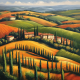 Schilderij idyllisch landschap Italie - Artello