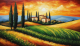 Schilderij landschap Italie zonsondergang- Artello