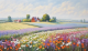 Schilderij nederlands landschap bloemenvelden - Artello