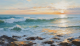 Schilderij zee, golven en zonsondergang - Artello