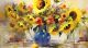 Schilderij zonnebloemen in vaas - Artello