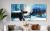 Schilderij abstract blauw grijs - Artello