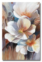 onderpand Nationaal volkslied Minst Schilderij witte bloemen abstract 60 x 90 - Artello